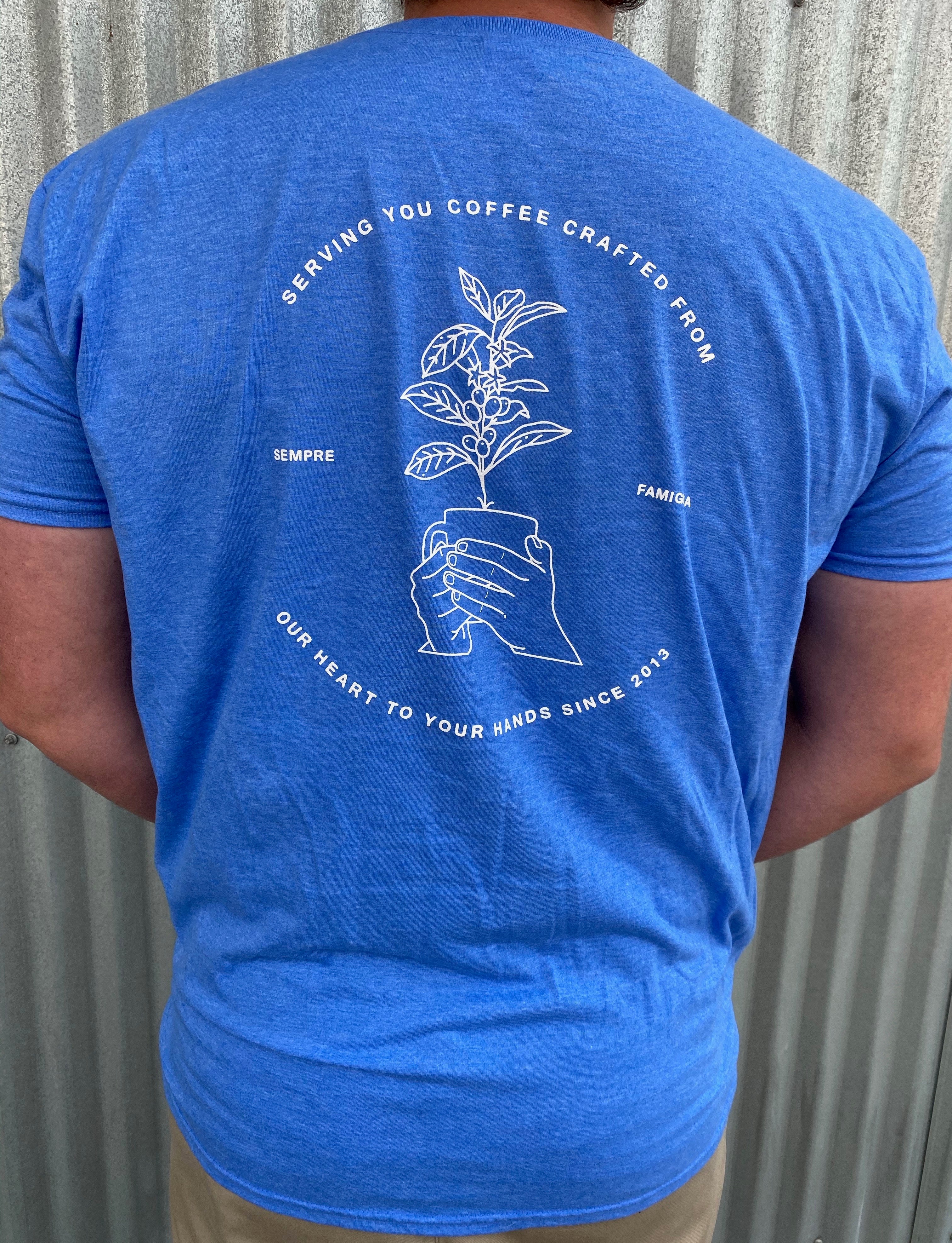 Blue Zolo T-Shirt and Bag of Coffee